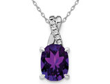 1.25 Carat (ctw) Natural Oval Amethyst Pendant Necklace in 14K White Gold with Chain